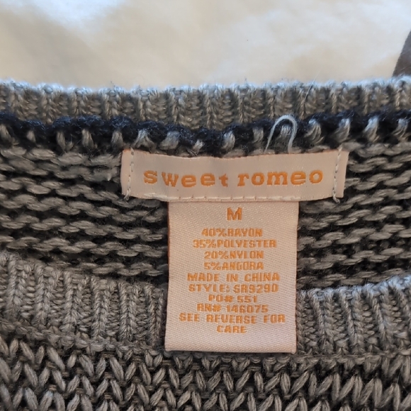 Sweet Romeo Charcoal and Light Gray Striped Sweater - Picture 2 of 2